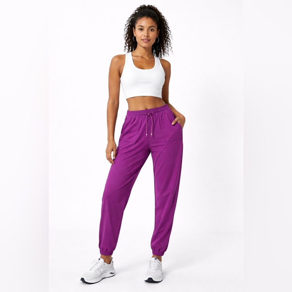 Fabletics Women’s Purple Joggers Size L Elastic Waist Drawstring Pockets